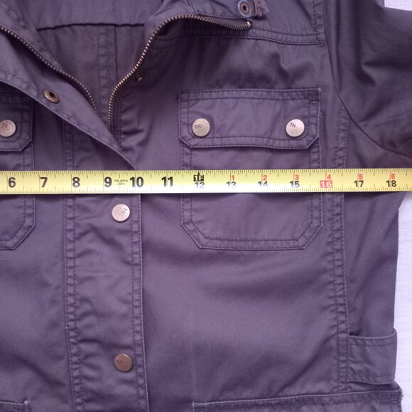 Vintage Tommy Hilfiger Army Green Cargo Snap Button Zip up Women’s Jacket Sz M* - Picture 6 of 7
